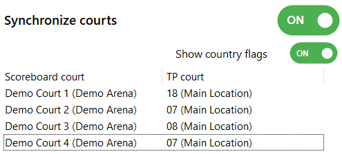 Image of the court setup list box